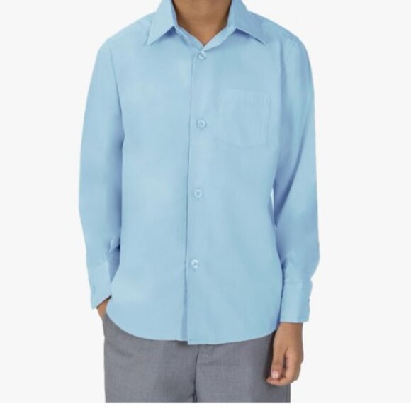 Boys Size 5 Sky Blue Button Down Long Sleeve Shirt - Picture 1 of 7